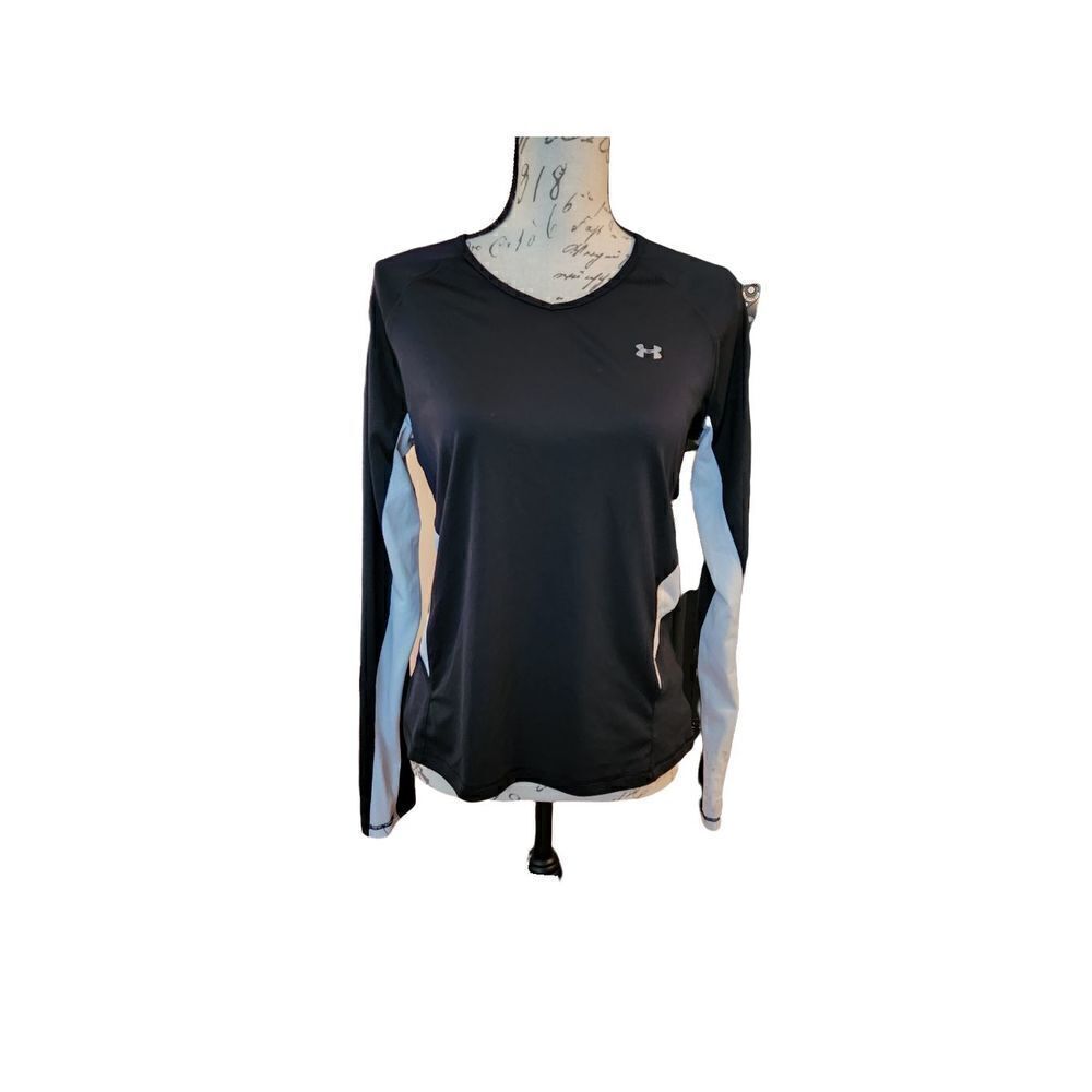 Under Armour Girls Size XL Black White Dri Fit Mesh Panel Top